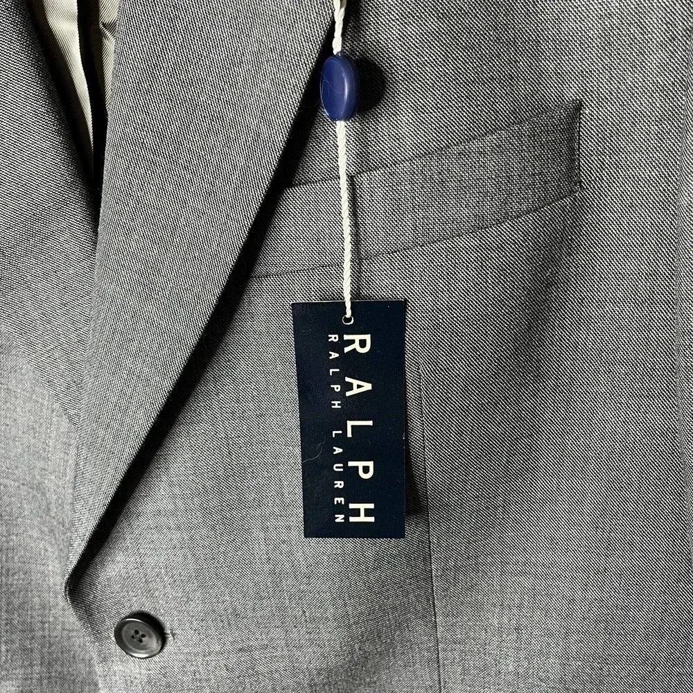 Ralph Lauren Size 42 R Sport Coat Blazer 100% Virgin Wool 2 Button Gray NEW FLAW